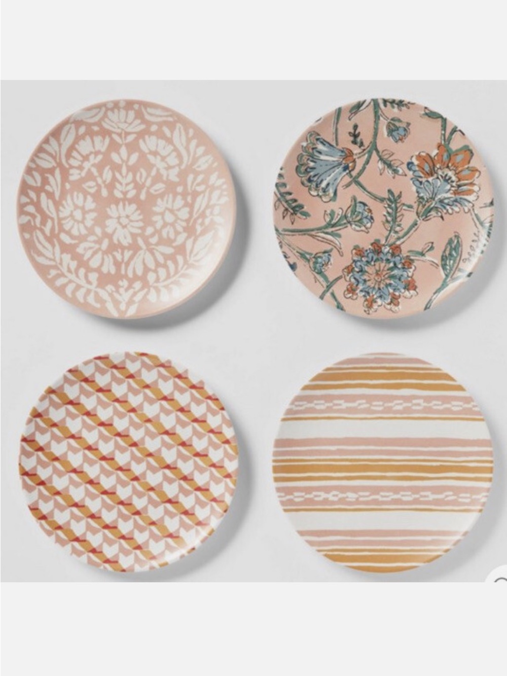 6.8" 4pk Bamboo and Melamine Mixed Pattern Appetizer Plates -
Threshold™ new